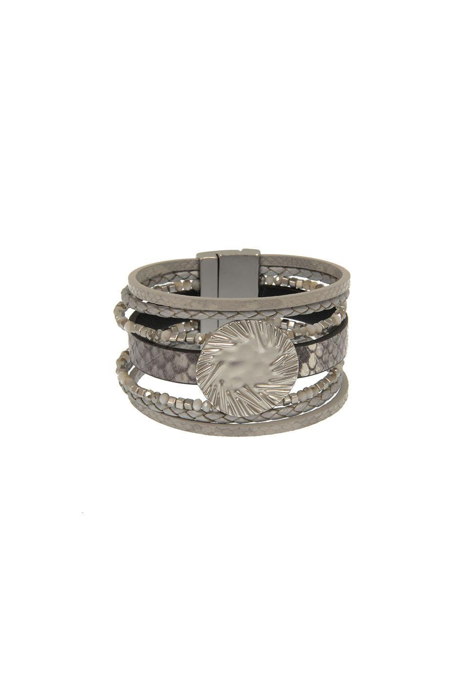 Leather Disc Bracelet