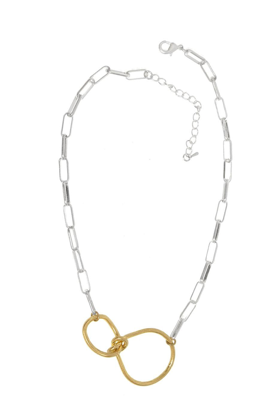 17.5"+3"  Knotted Rings  Link Necklace