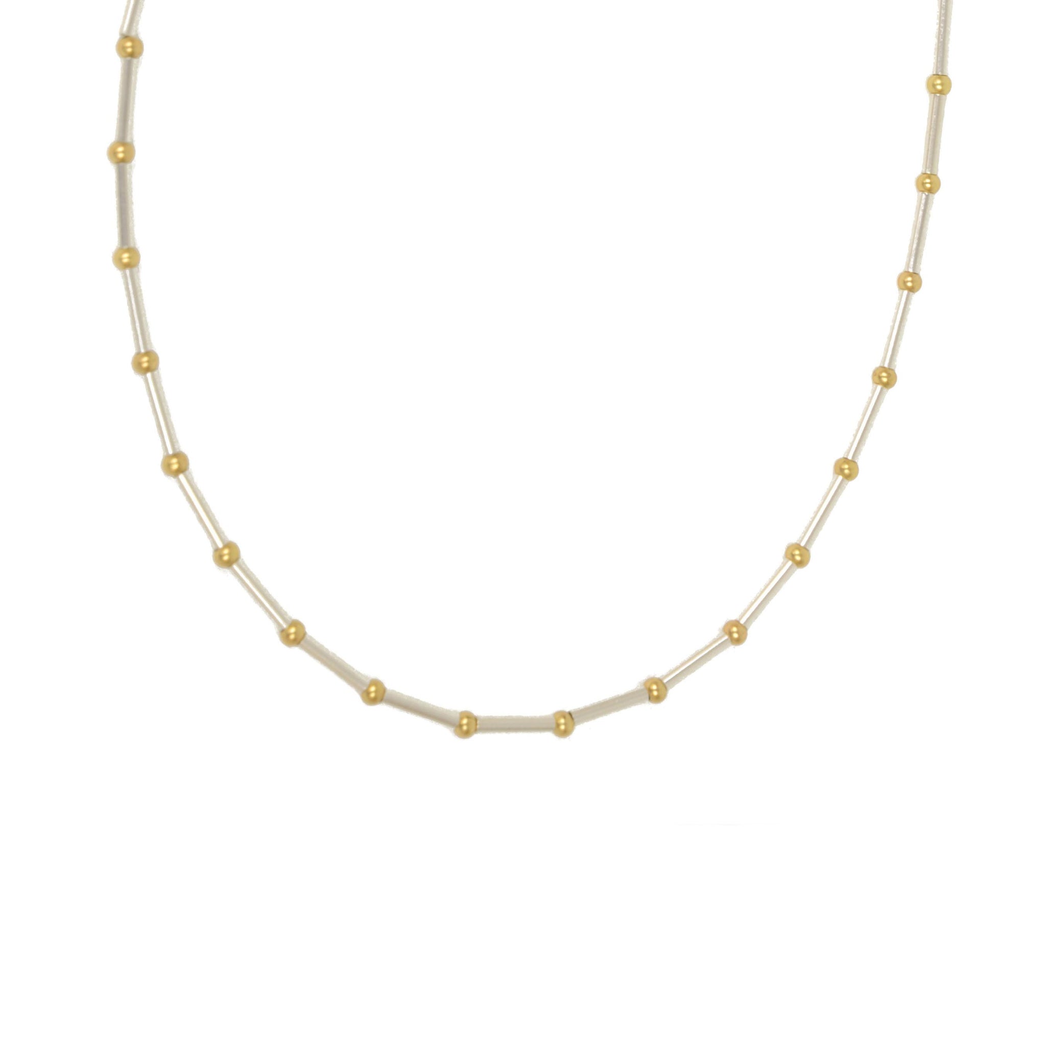 16"+3" Two Toned Bead and Bar Necklace
