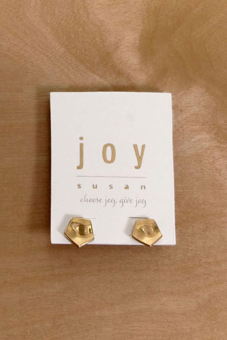 Hammered Pentagon Stud Post Earring