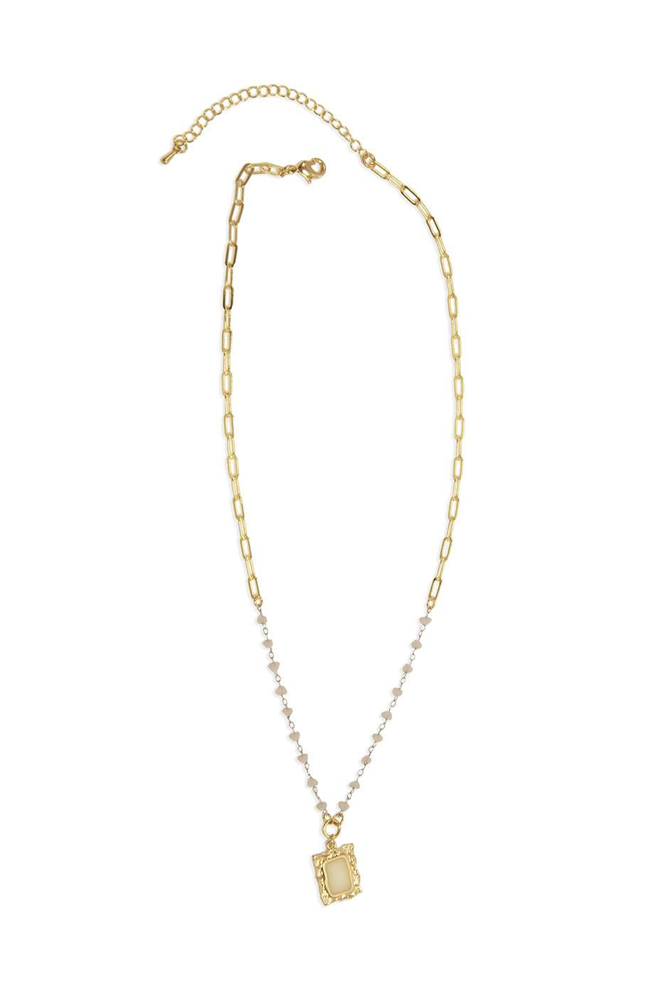 Stone Beaded Pendant Necklace