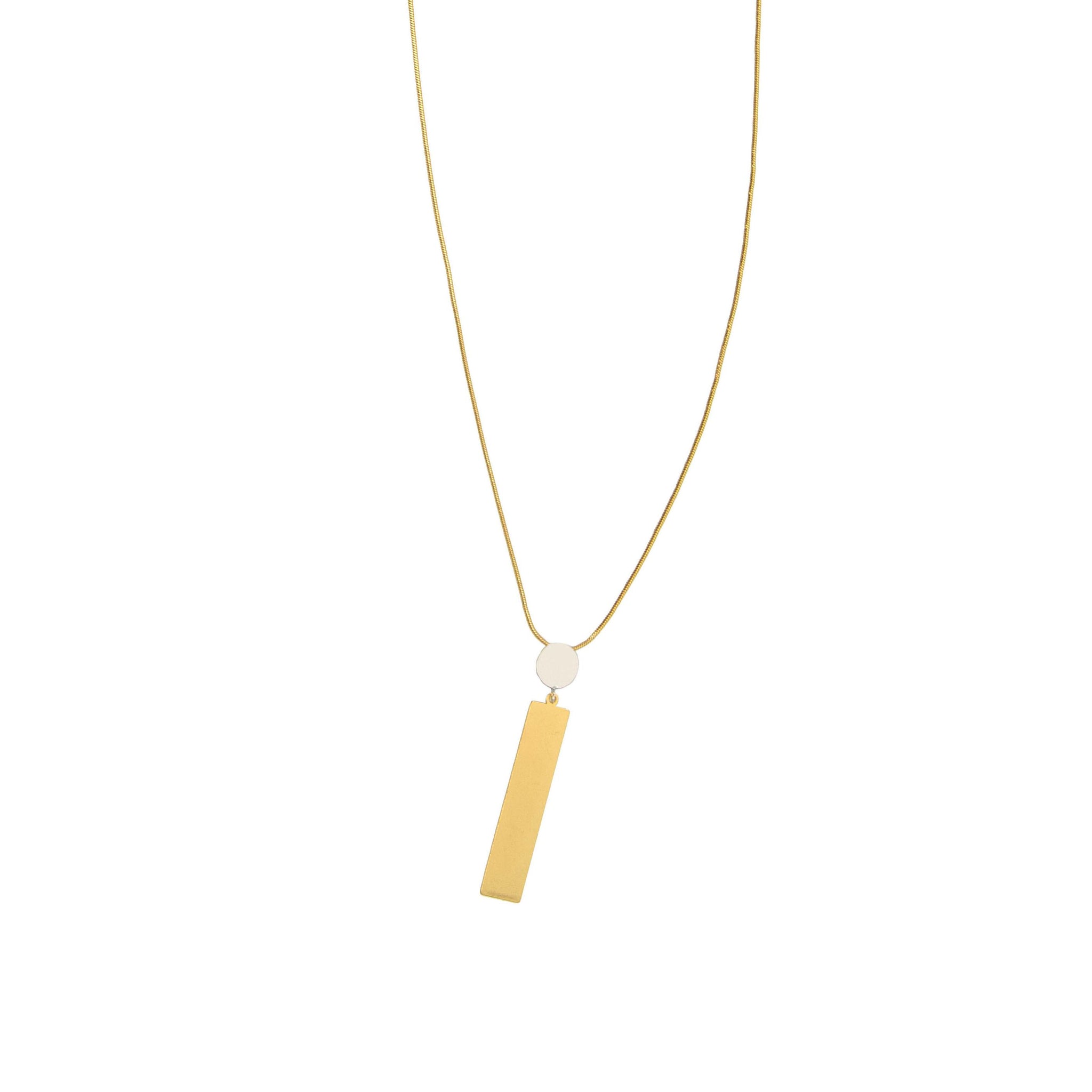 37" Mixed Metal Disc + Bar Adjustable Necklace