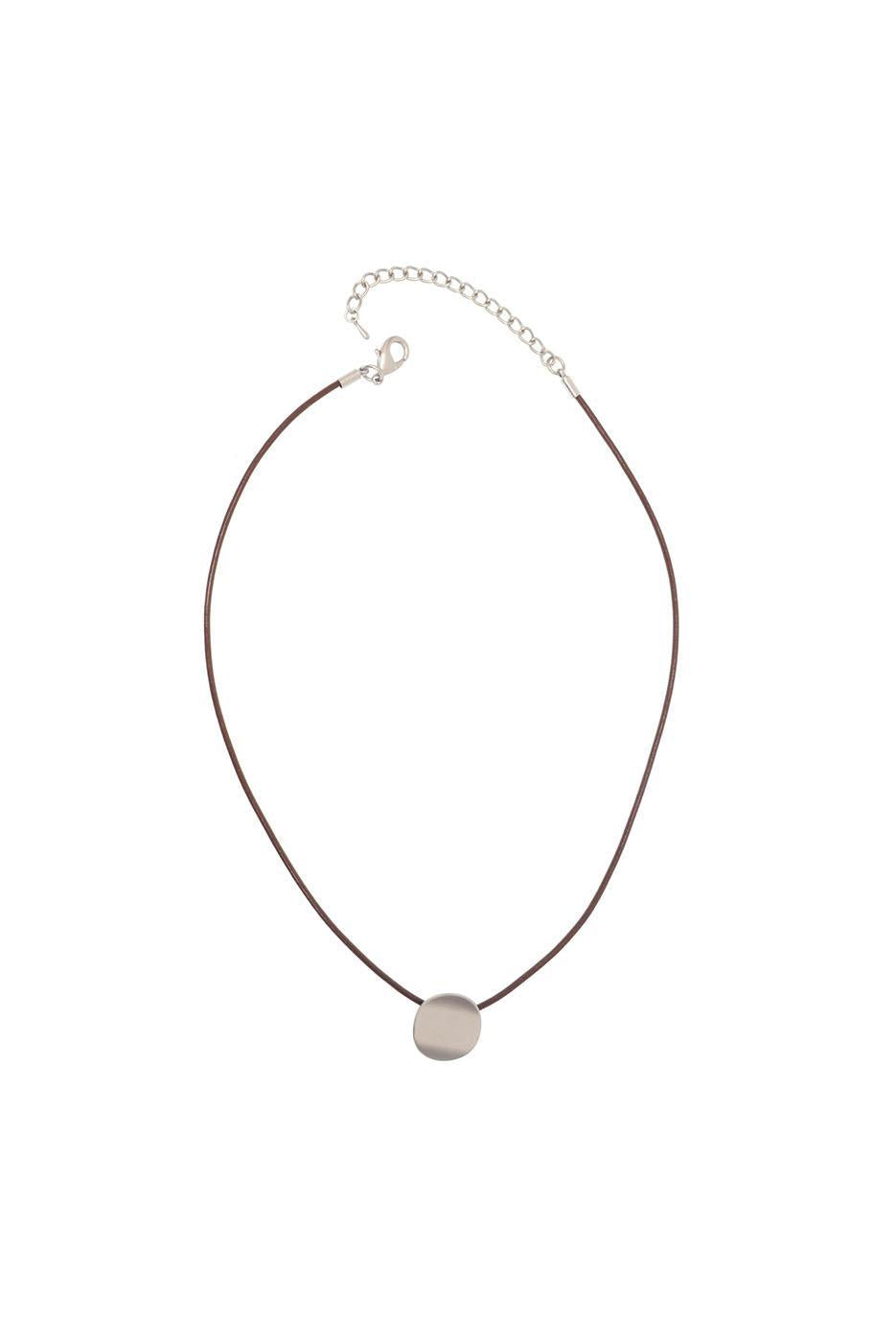 Leather Wave Disk Necklace