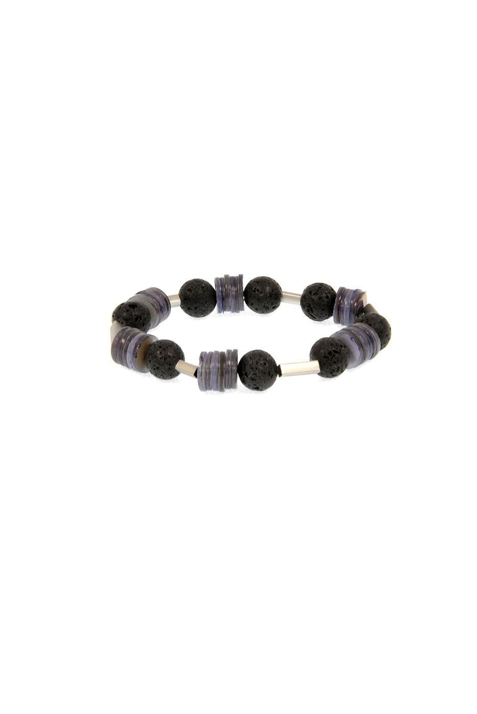 Lava Bead & Shell Stretch Brac