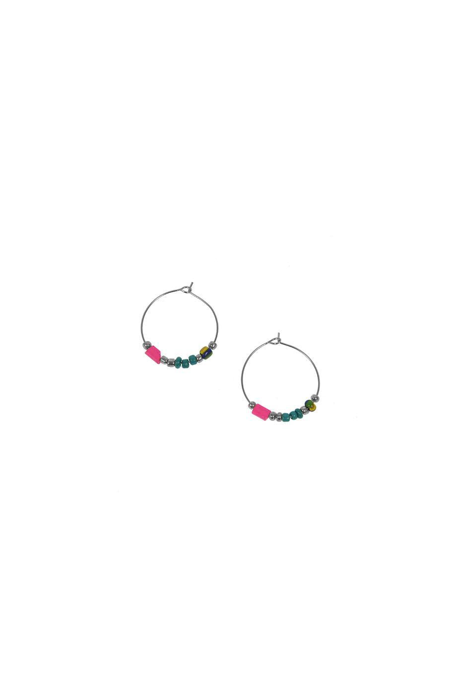 Multi Bead Hoop Earring