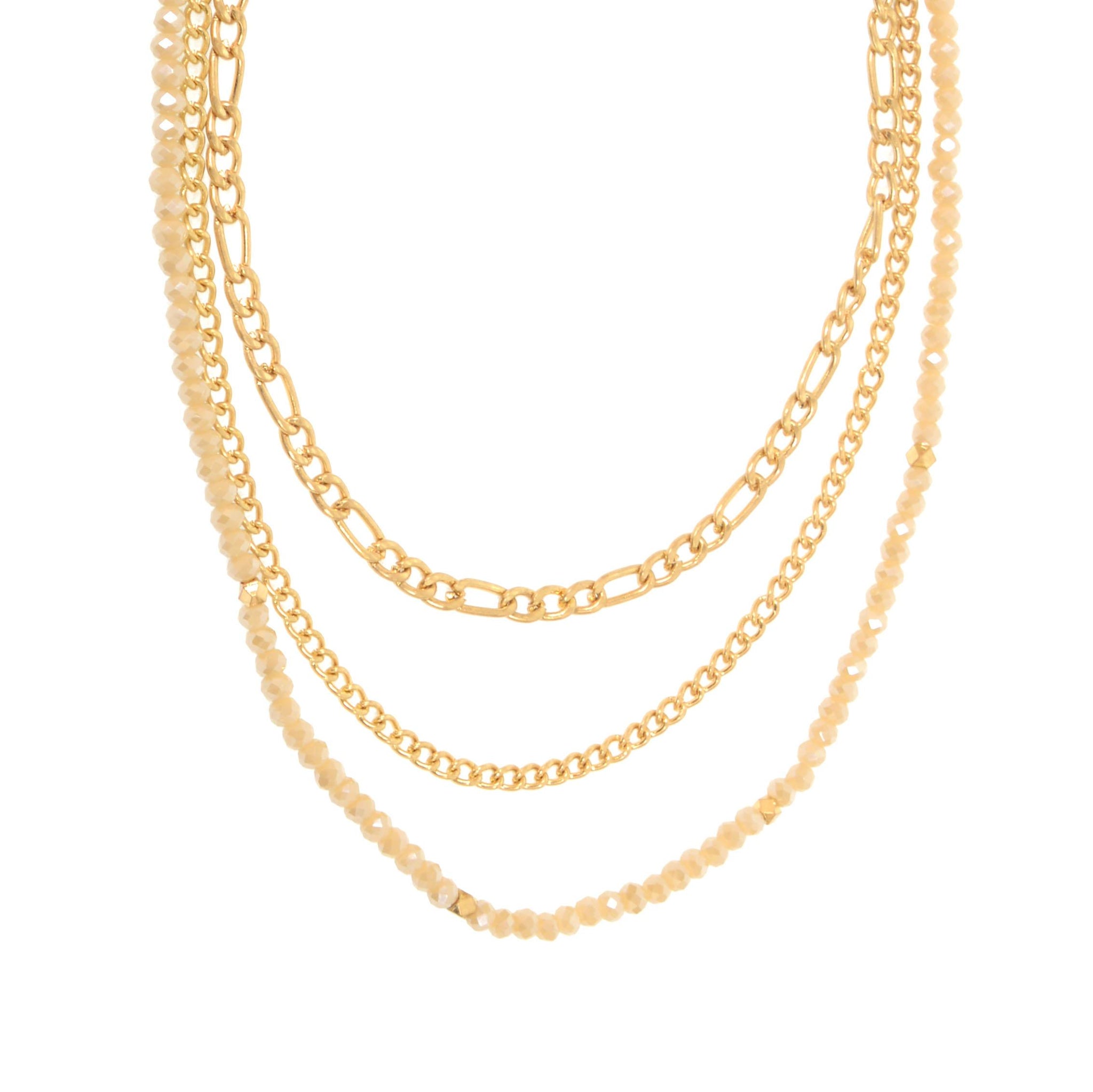 15"+3 Three Row Chain  Bead Necklace