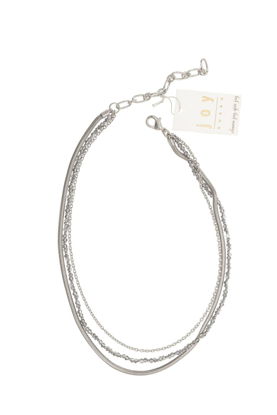 3 Row w/ Grey Bead Necklace