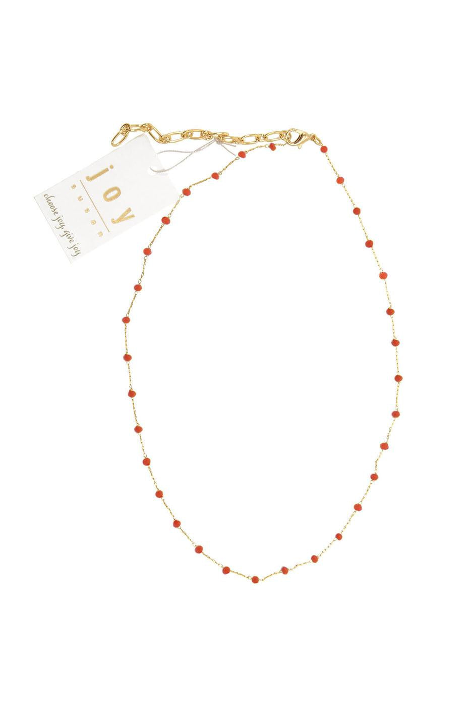 16"+3 Gold Coral Beaded Necklace