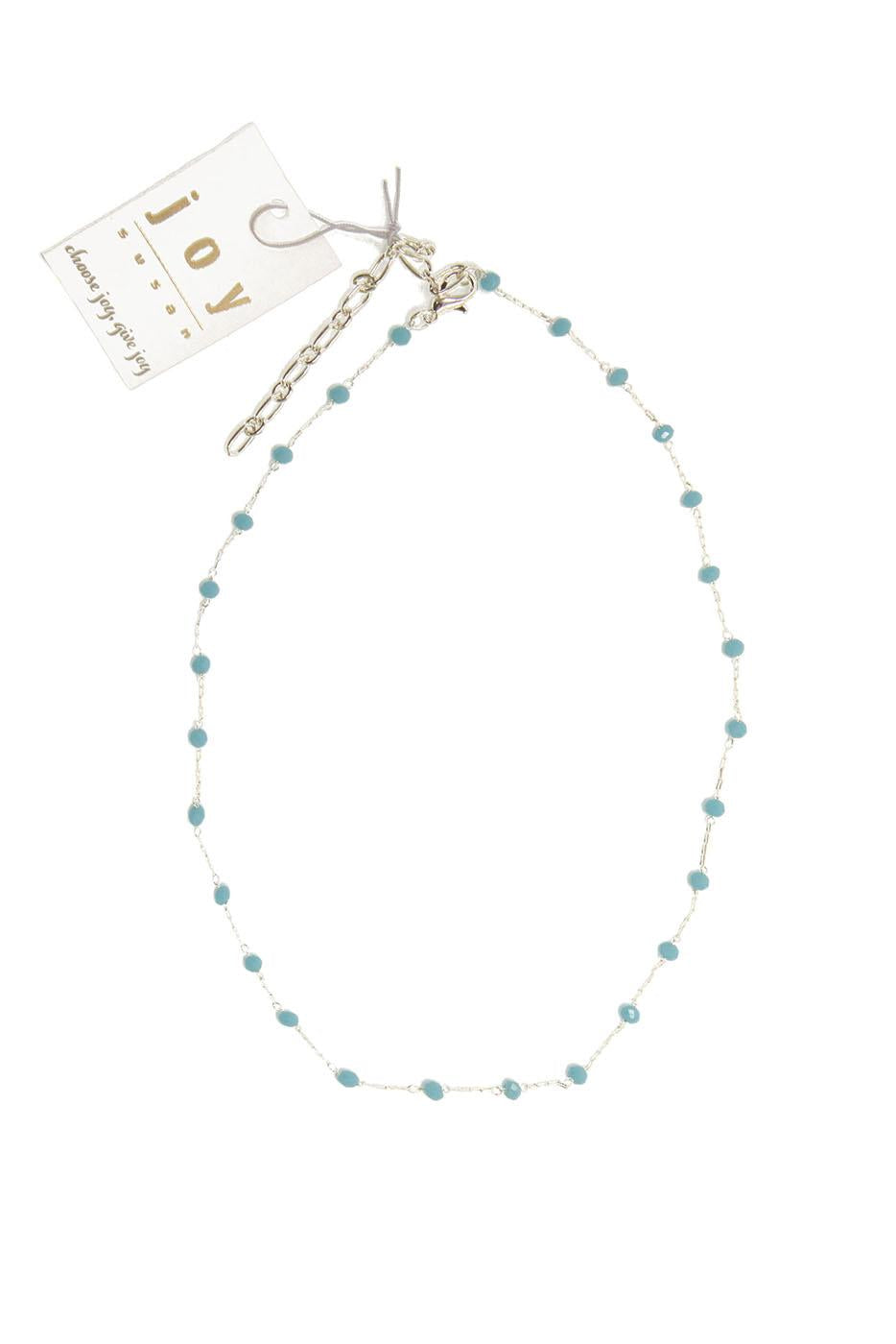 16"+3 Silver Turq Beaded Necklace