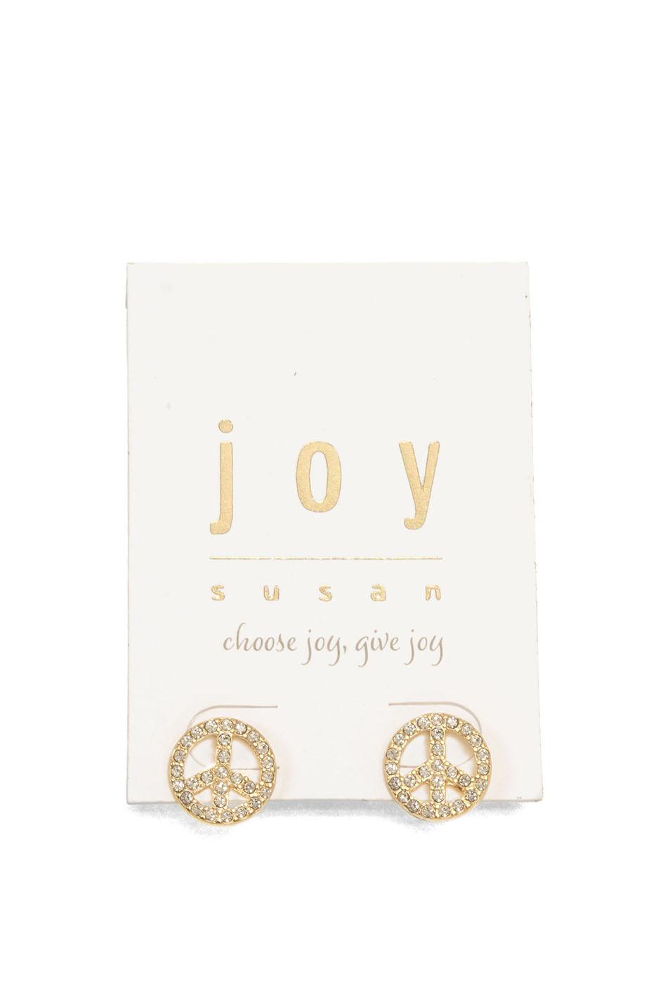 Crystal Peace Sign Stud Earrings