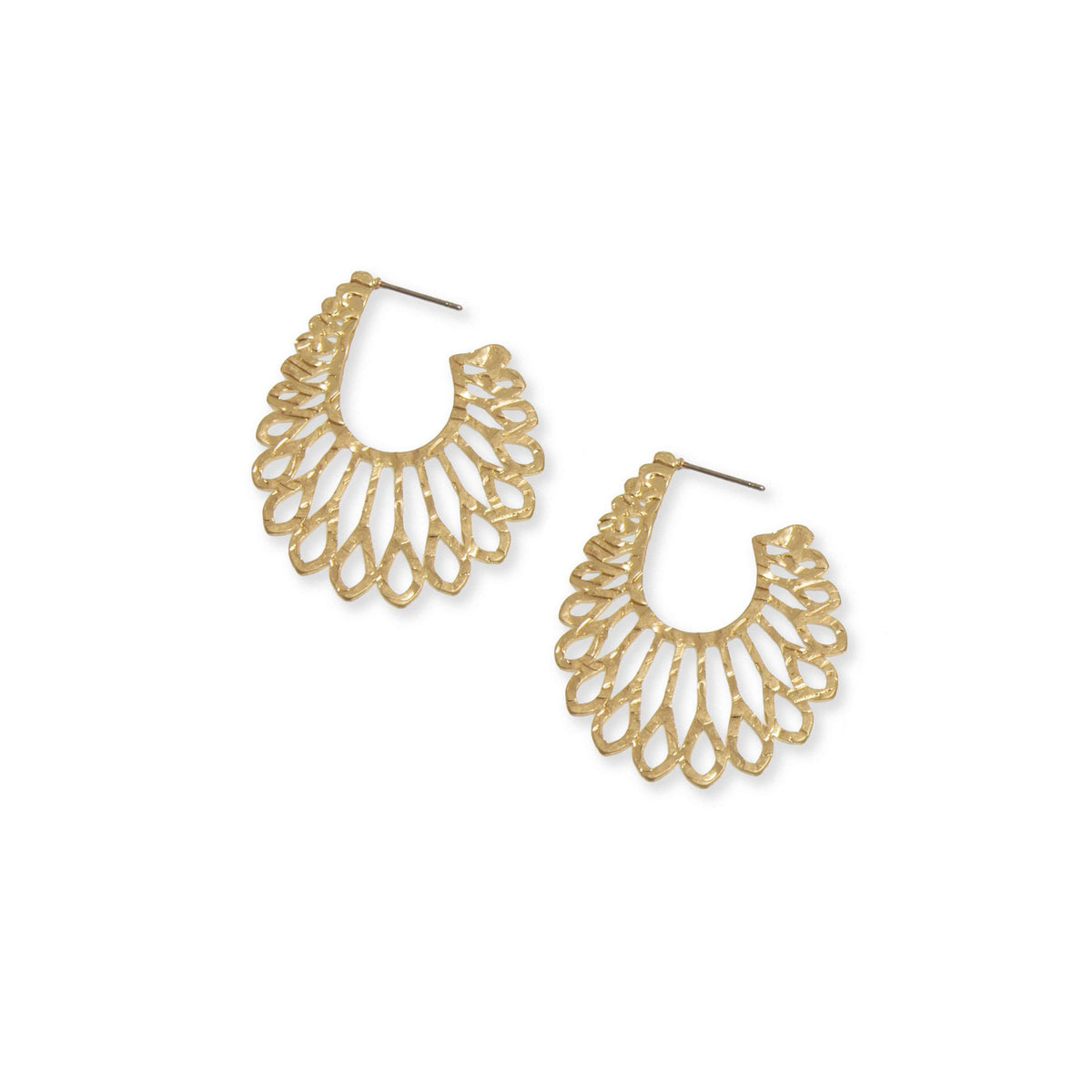 Feather Hoop Post Earrings