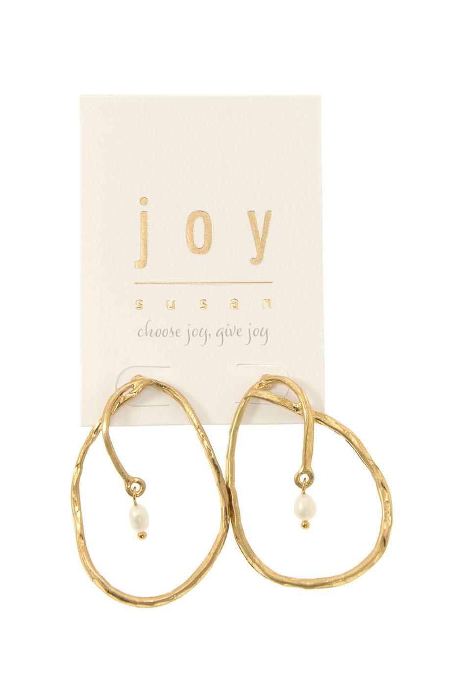 Hammered Oval FW Pearl Post Earrings