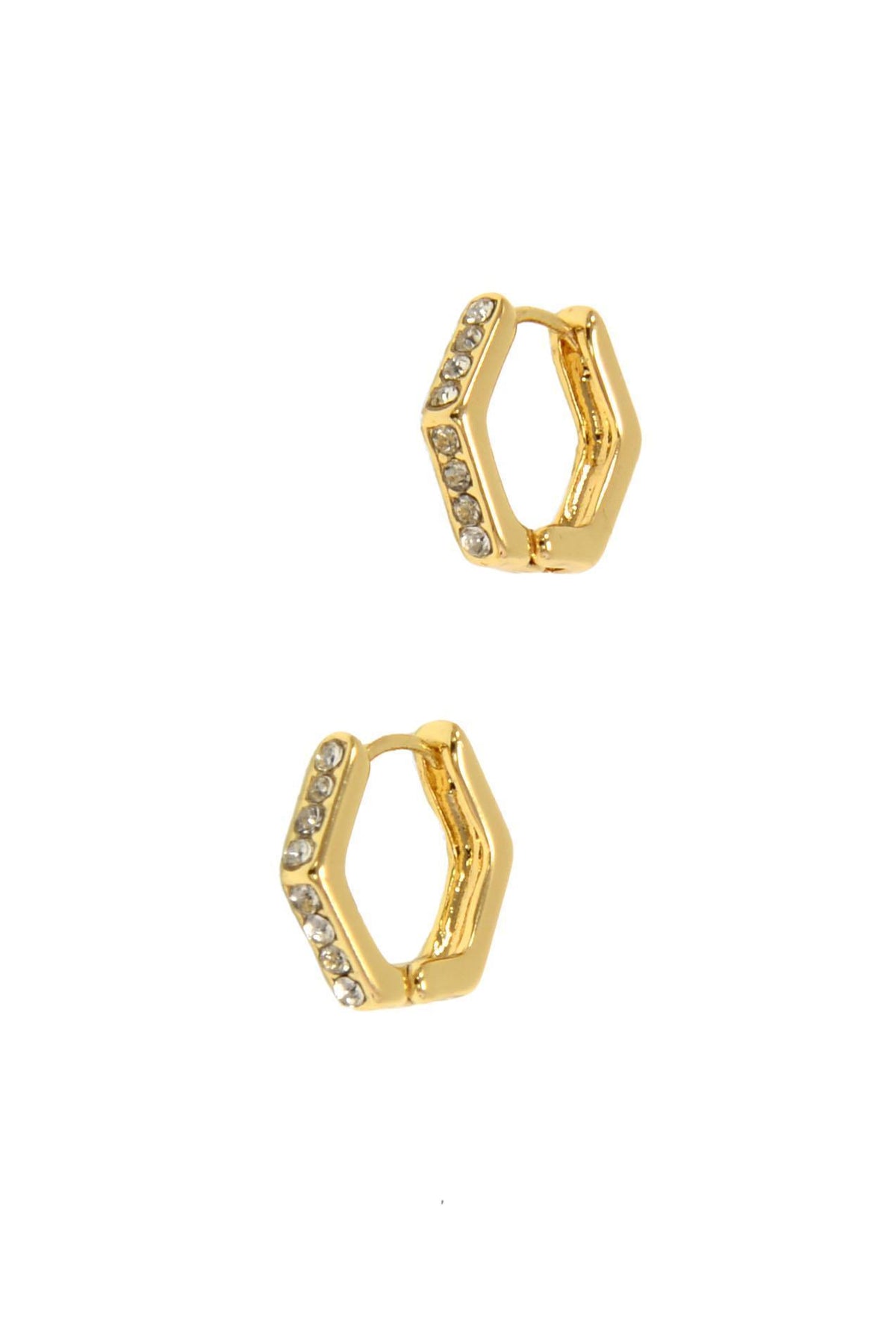Hexagon Huggie Hinge Hoop Earrings