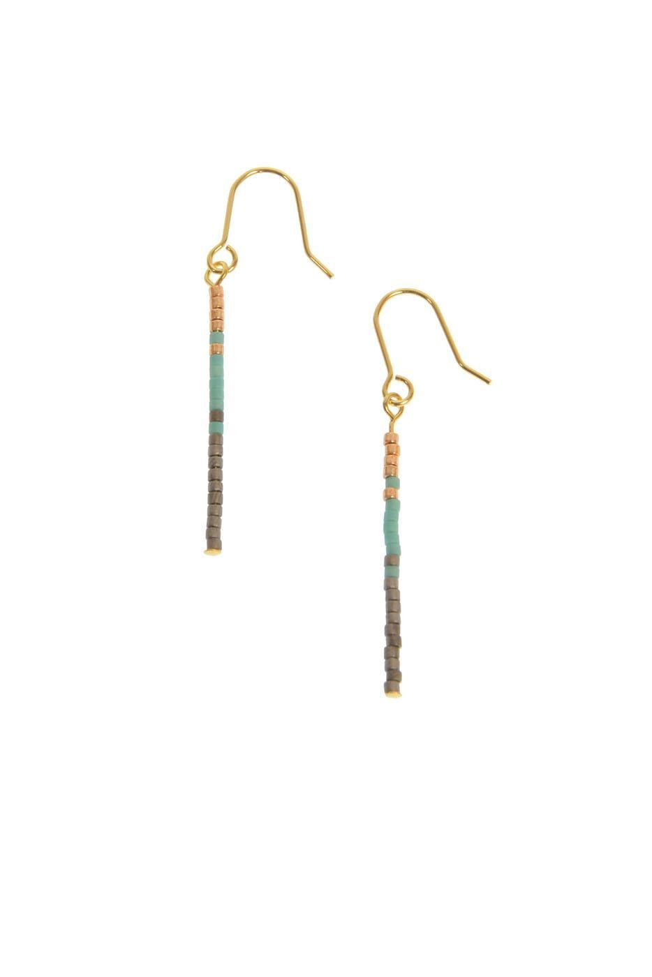 Long Bar w/ Aqua Beads Fishhook Earrings