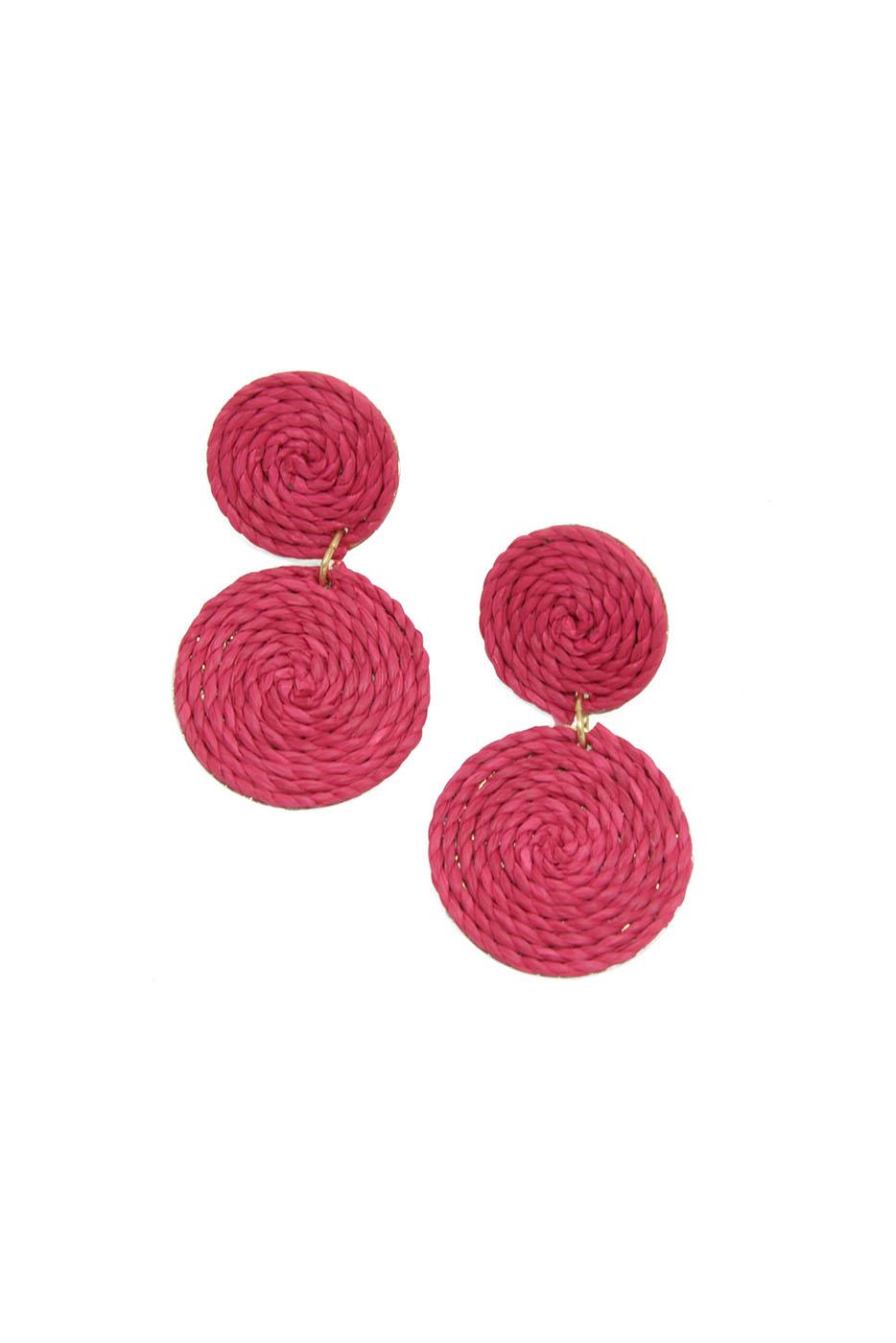 Straw Double Disc Post Earrings