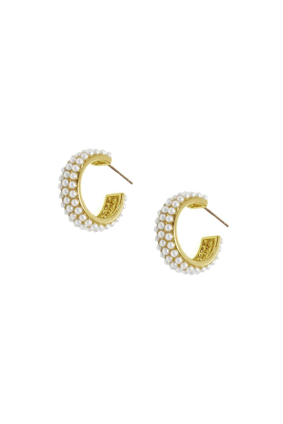 Pearl Studded Post Hoop Earrings