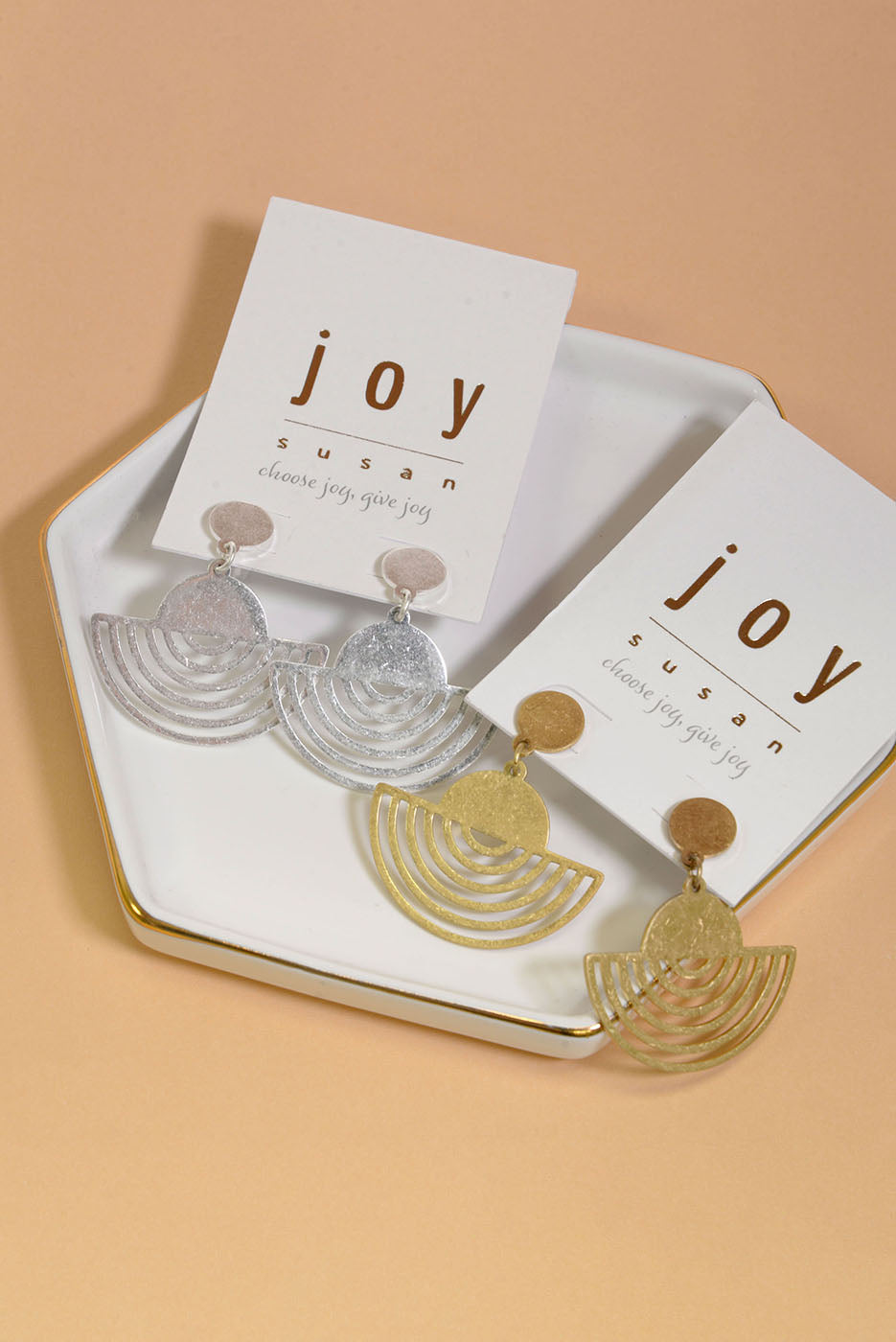 Geo Fan Dangle Post Earrings