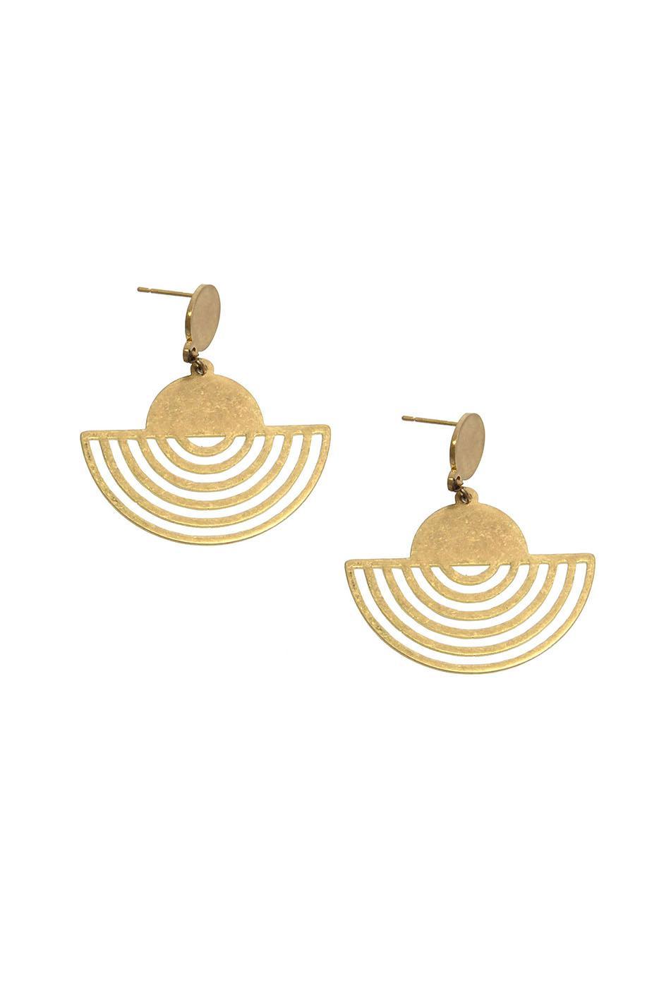 Geo Fan Dangle Post Earrings