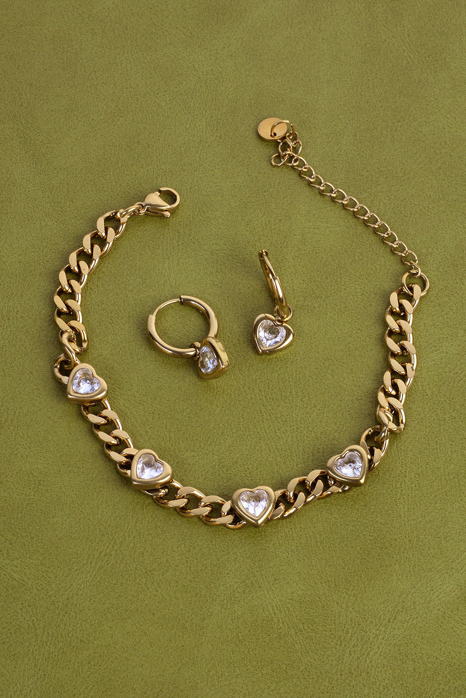 4 Heart + Crystal Water Resistant Bracelet