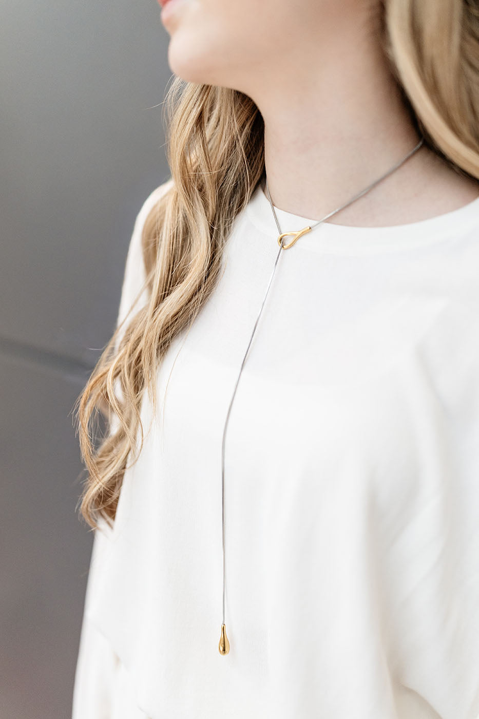 Tear Drop Lariat Water Resistant Necklace