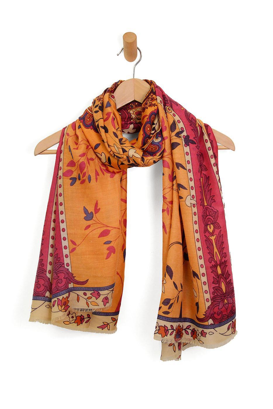 Green Boho Paisley Floral Scarf