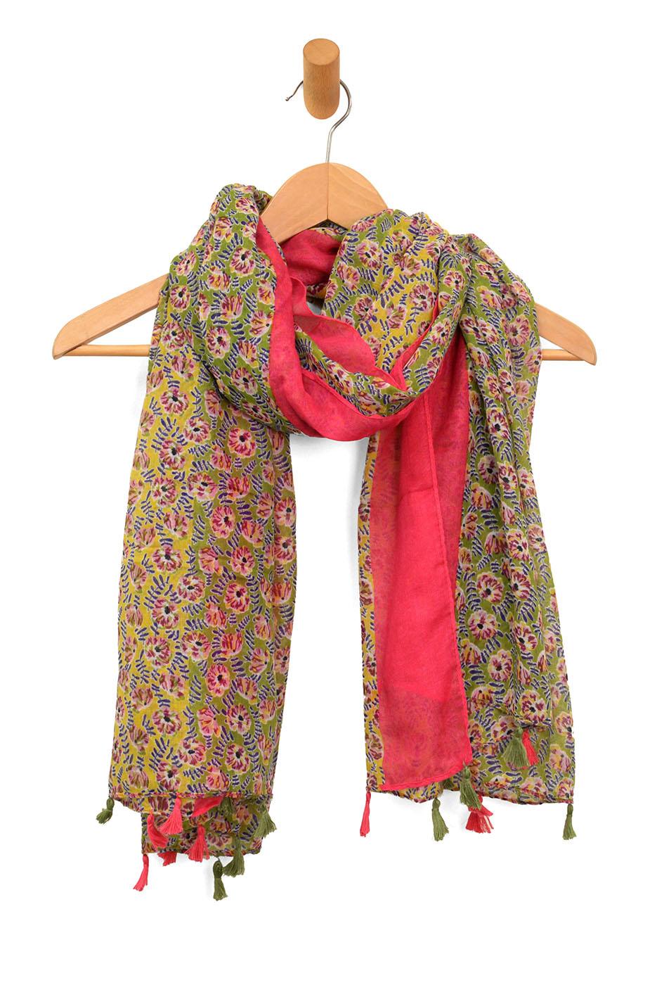Multi Mini Pansy Tassel Scarf