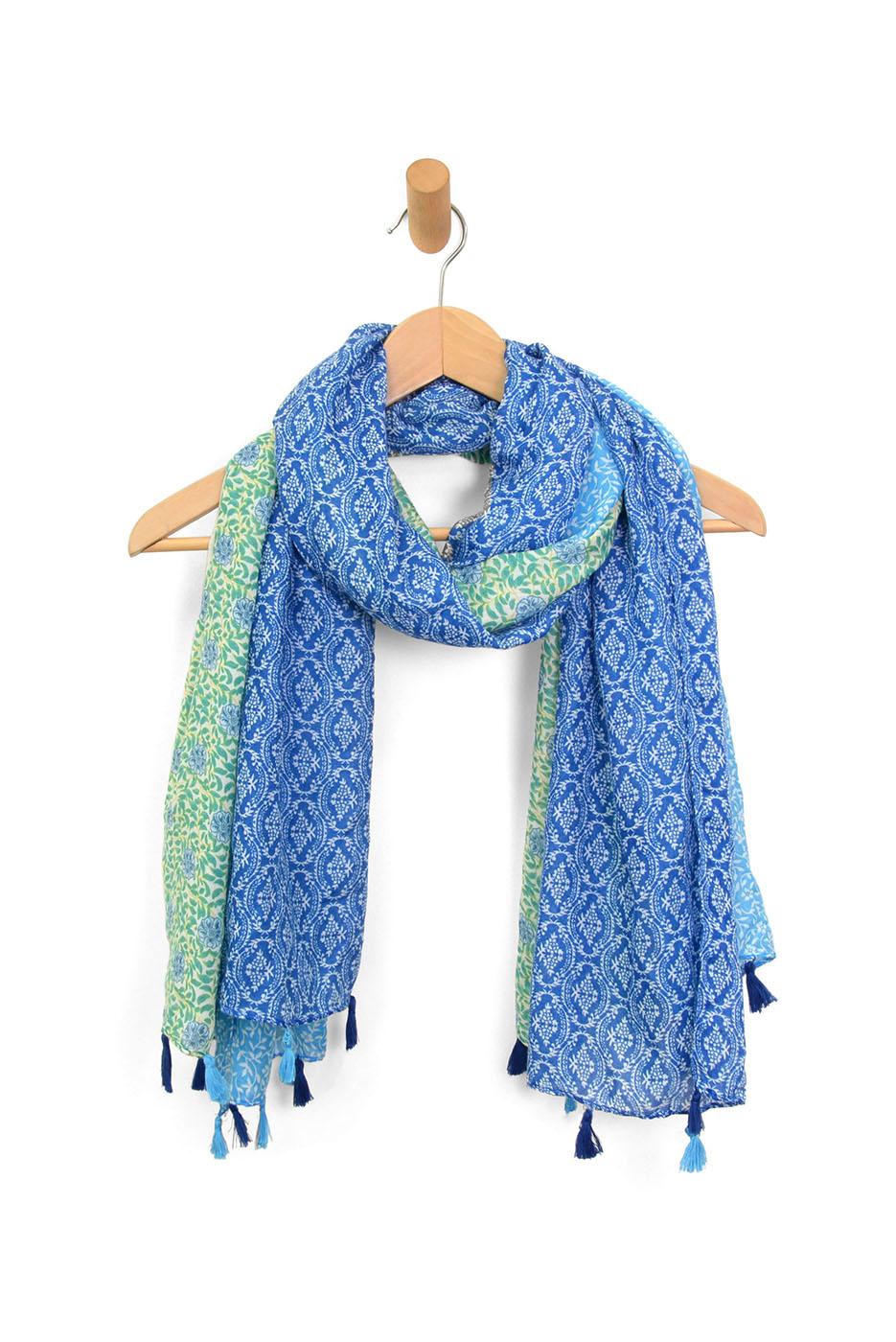 Blocked Floral Vines Scarf