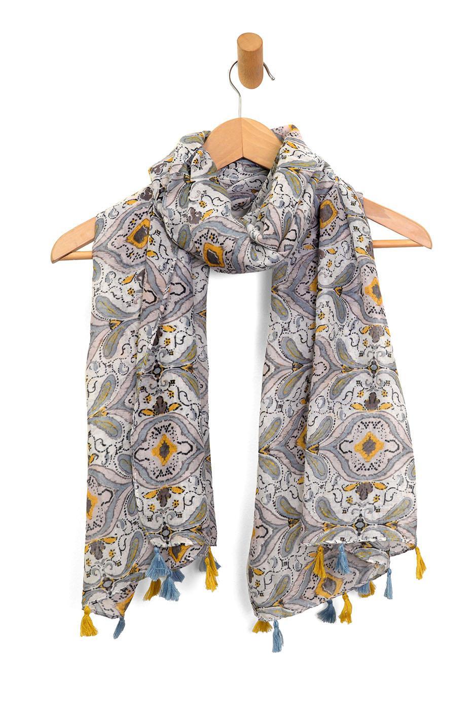 Floral Ogee Tassel Scarf