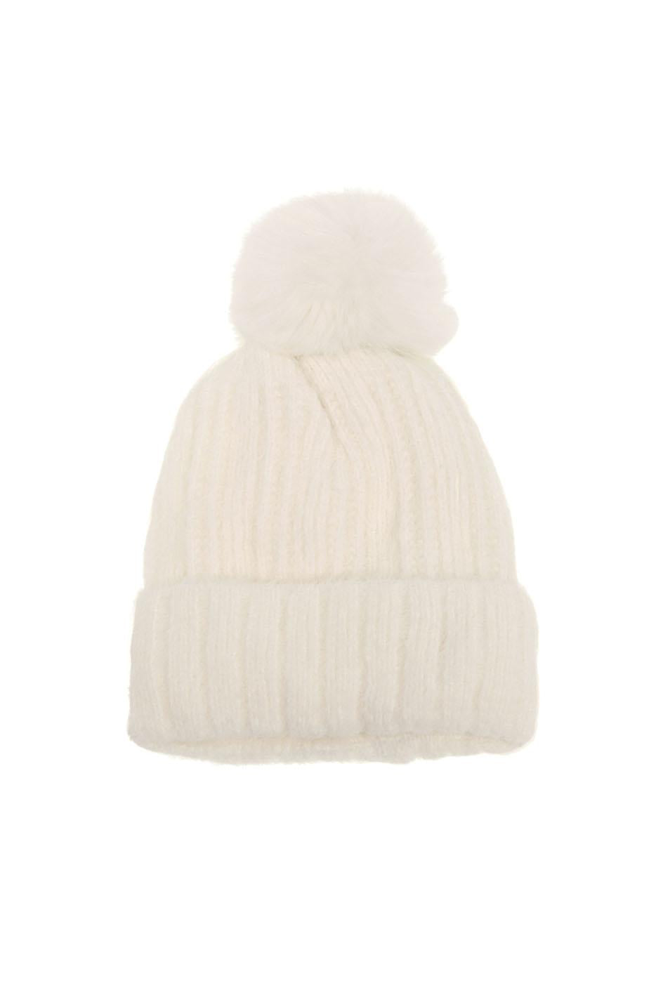 Varried Rib Pompom Hat