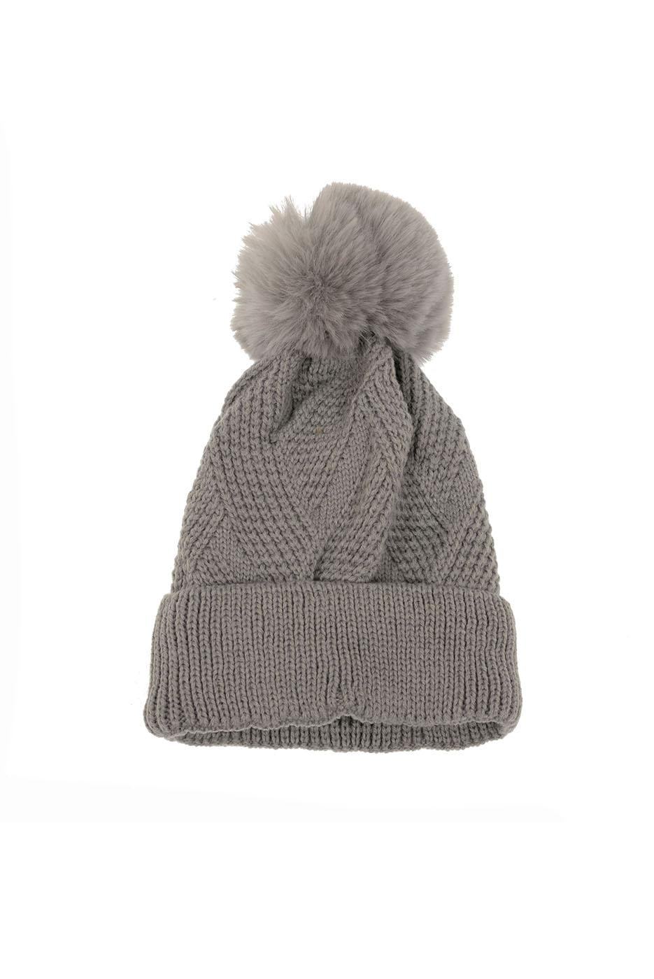 Lattice Pompom Hat
