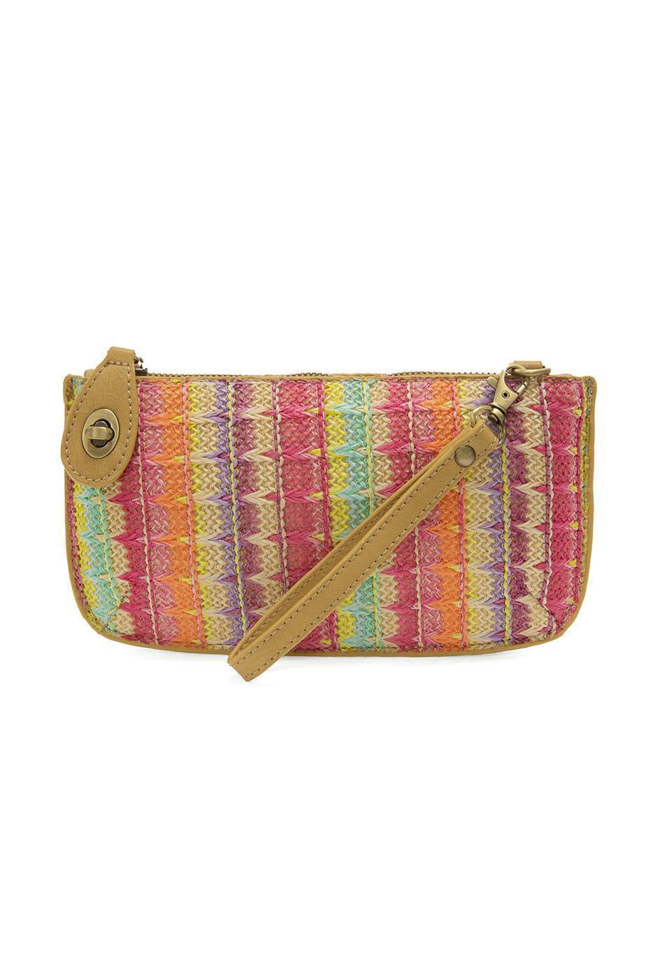 レインボーバンド首用 Woven Stripe Straw Mini Wristlet Crossbody – Joy Susan