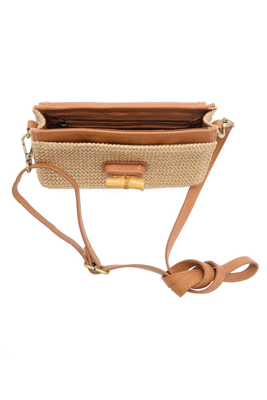 Natural Straw Bonnie Mini Organizer Bamboo Turnlock Crossbody