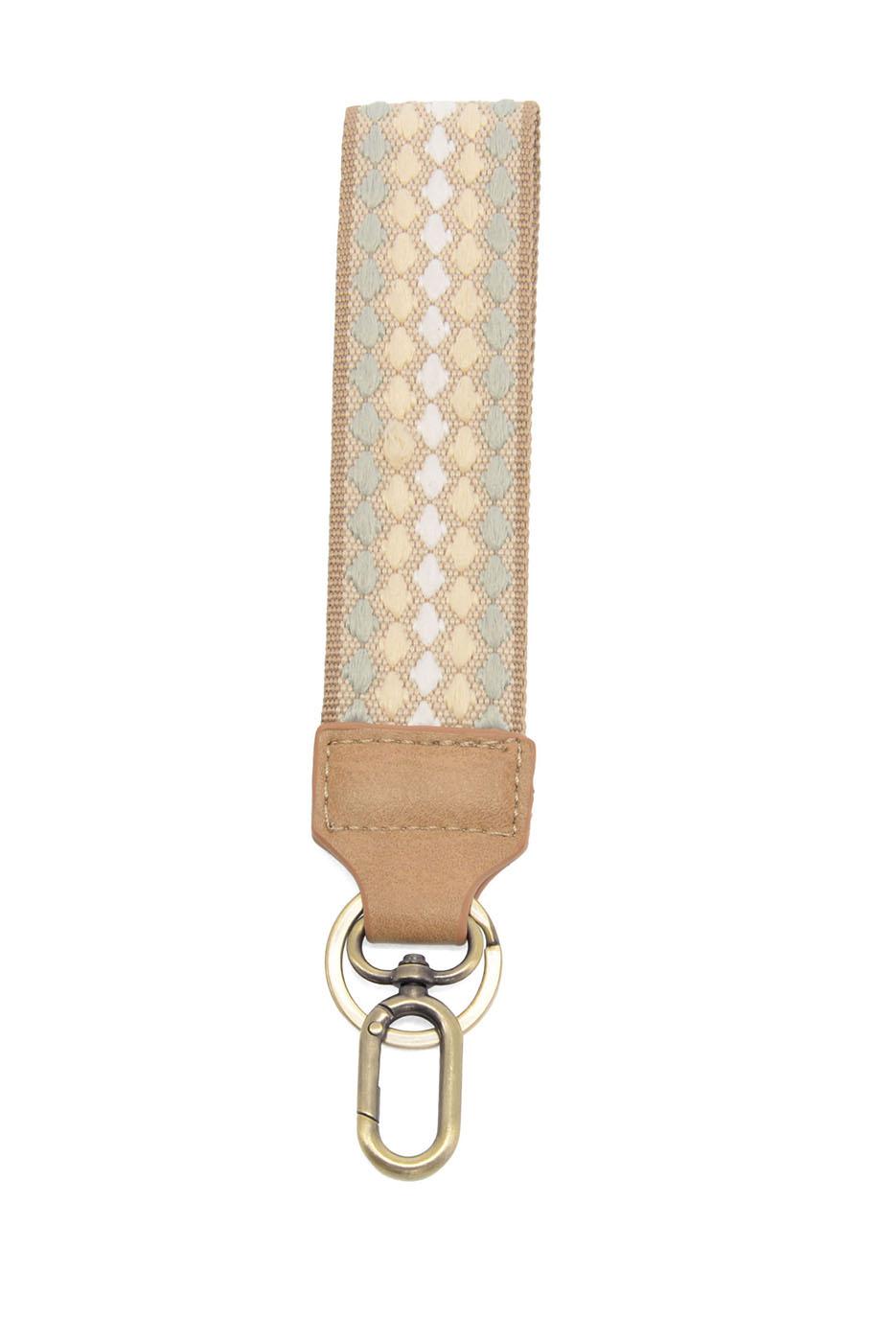 Soft Natural Dotted Stripe Easy Find Wristlet