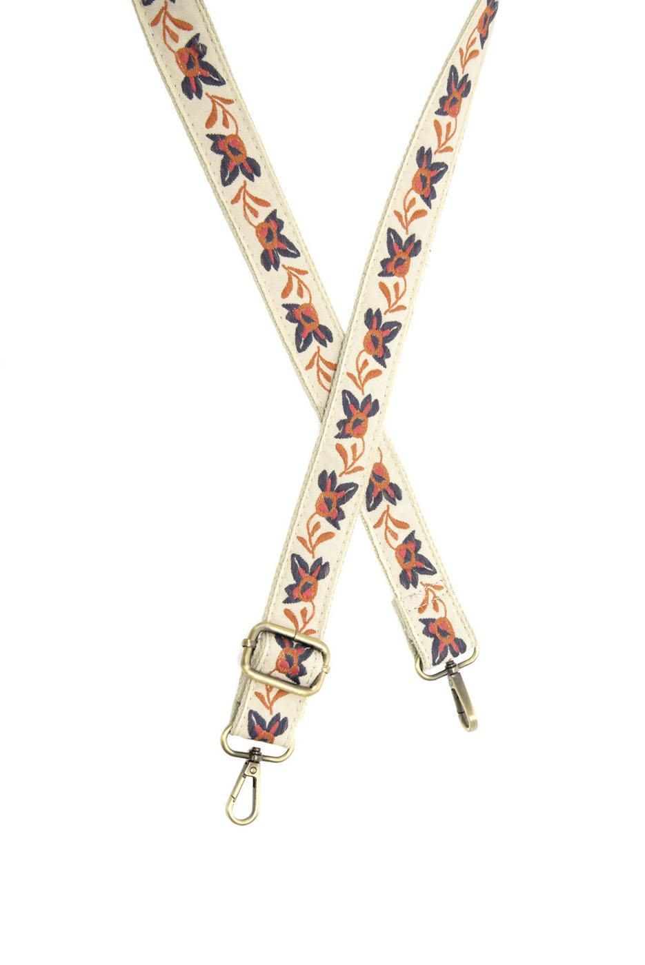 Abstract Orchid Embroidered Guitar Strap