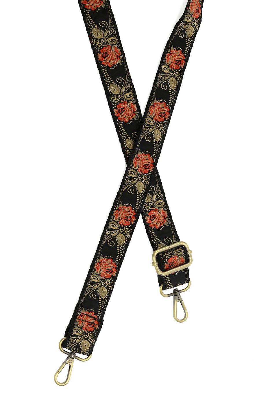 Red Climbing Rose Guitar Strap