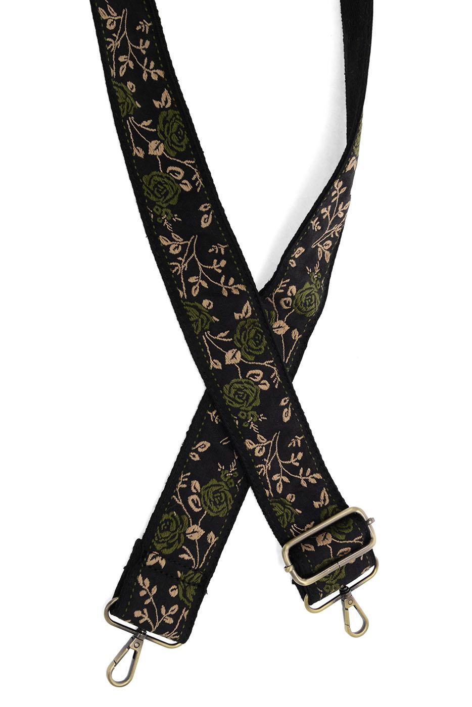 Untamed Roses Embroidered Guitar Strap