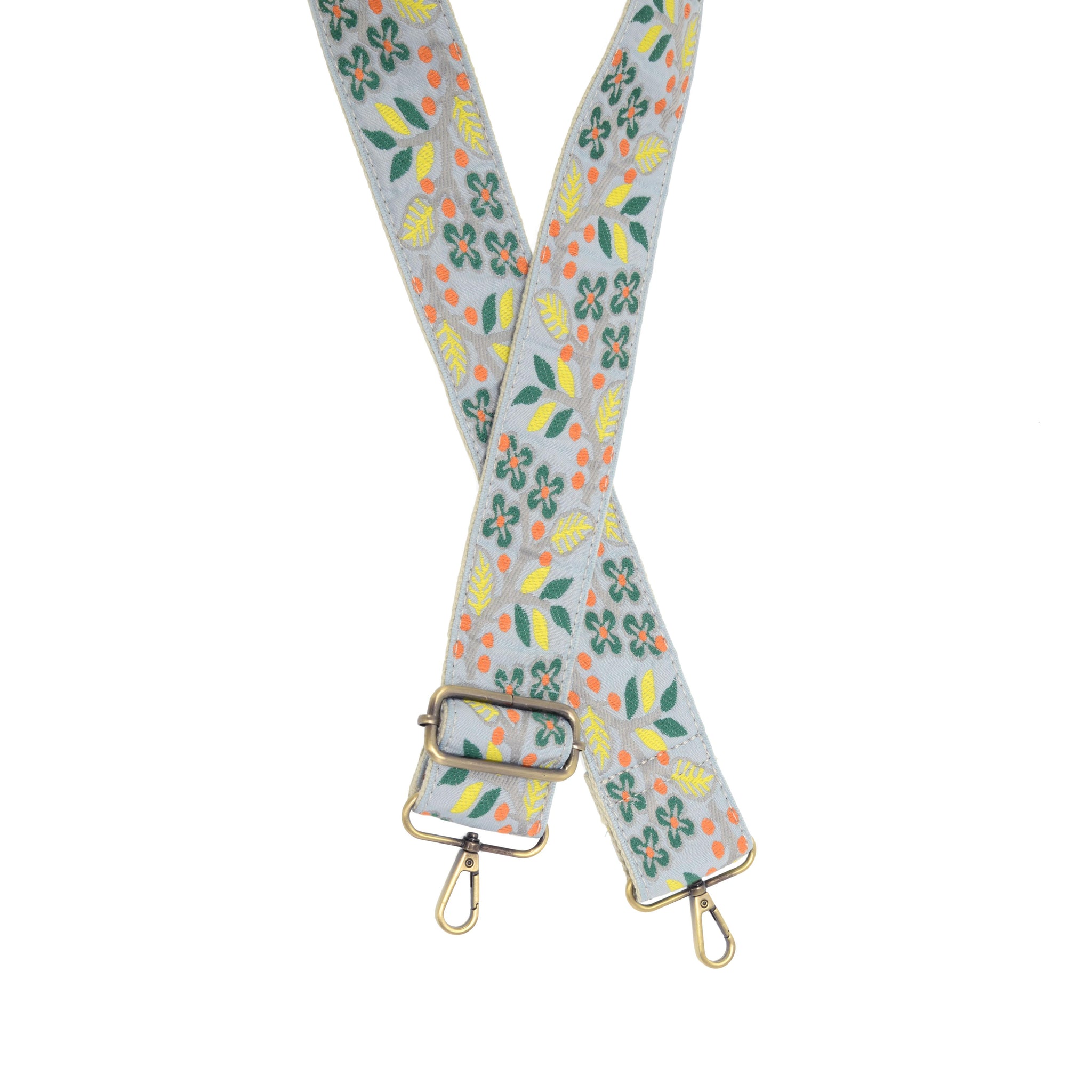 Sky Blue Dogwood Embroidered Guitar Strap
