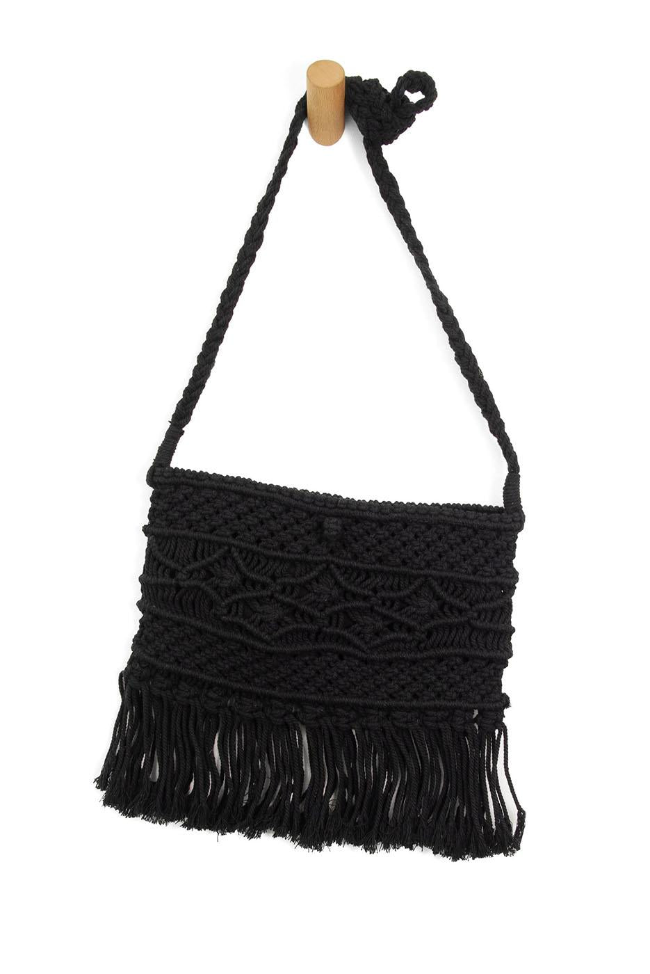 Maeve Macrame Crossbody Bag w/ Fringe