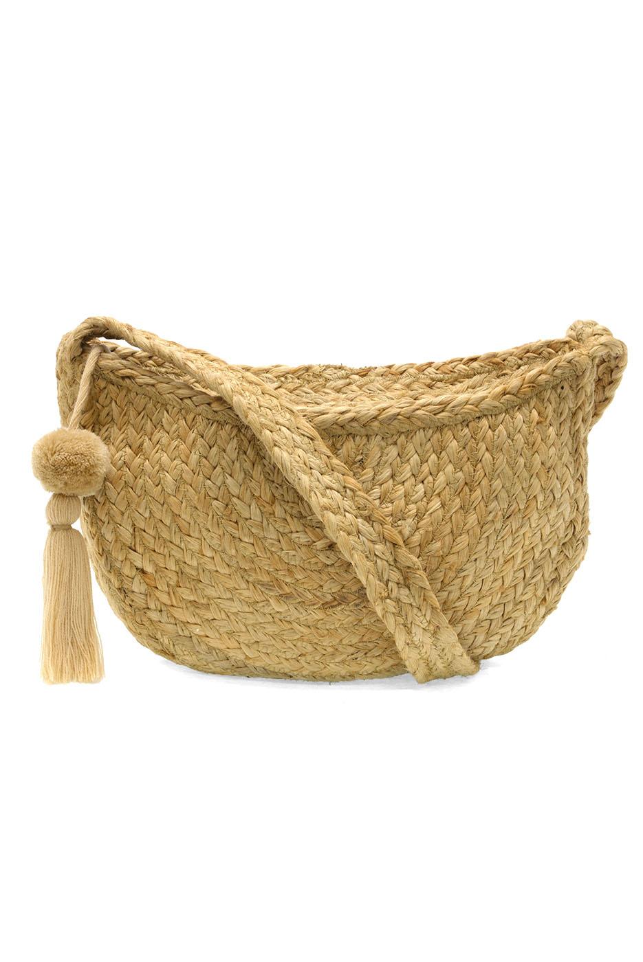 Orion Crescent Shoulder Jute Bag w/ Tassel