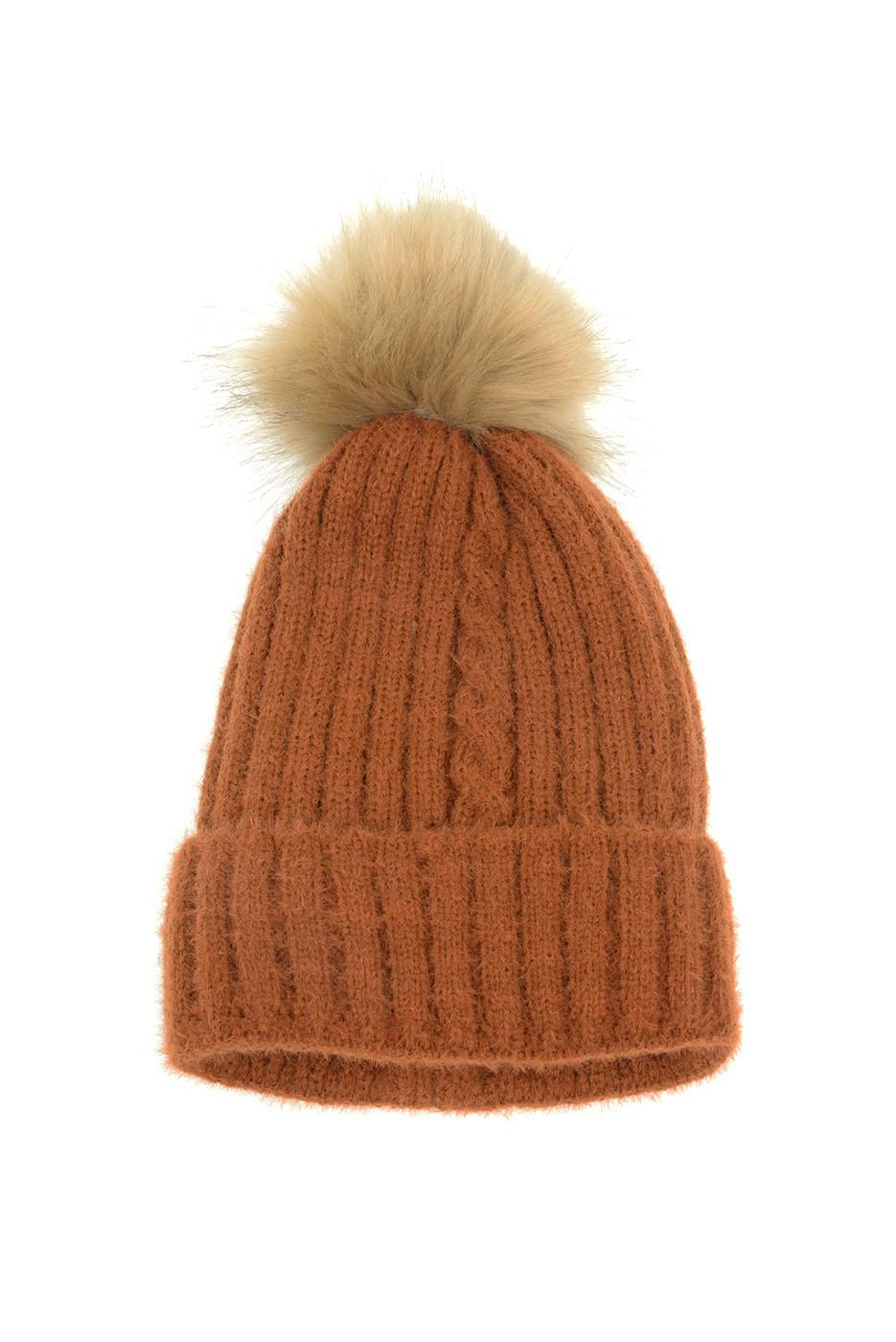 Single Cable Pom Pom Hat